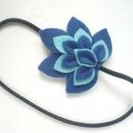 Felt headband blue and leaf..