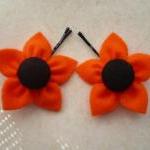 Orange Felt Flower, Hair Pi..