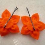 Orange Felt Flower, Hair Pi..