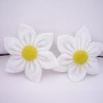 White Felt Flower, Hair Pin..