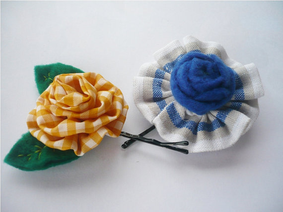 Felt and Fabric Bobby pin - Set of 2