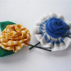 Felt and Fabric Bobby pin - Set of  2